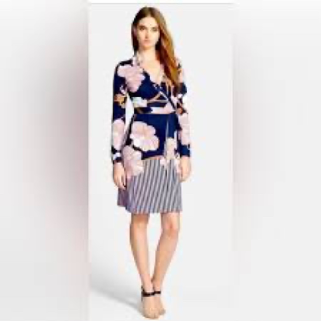 Diane Von Furstenberg Dvf Silk Wrap Midi Dress Orchid Size 6